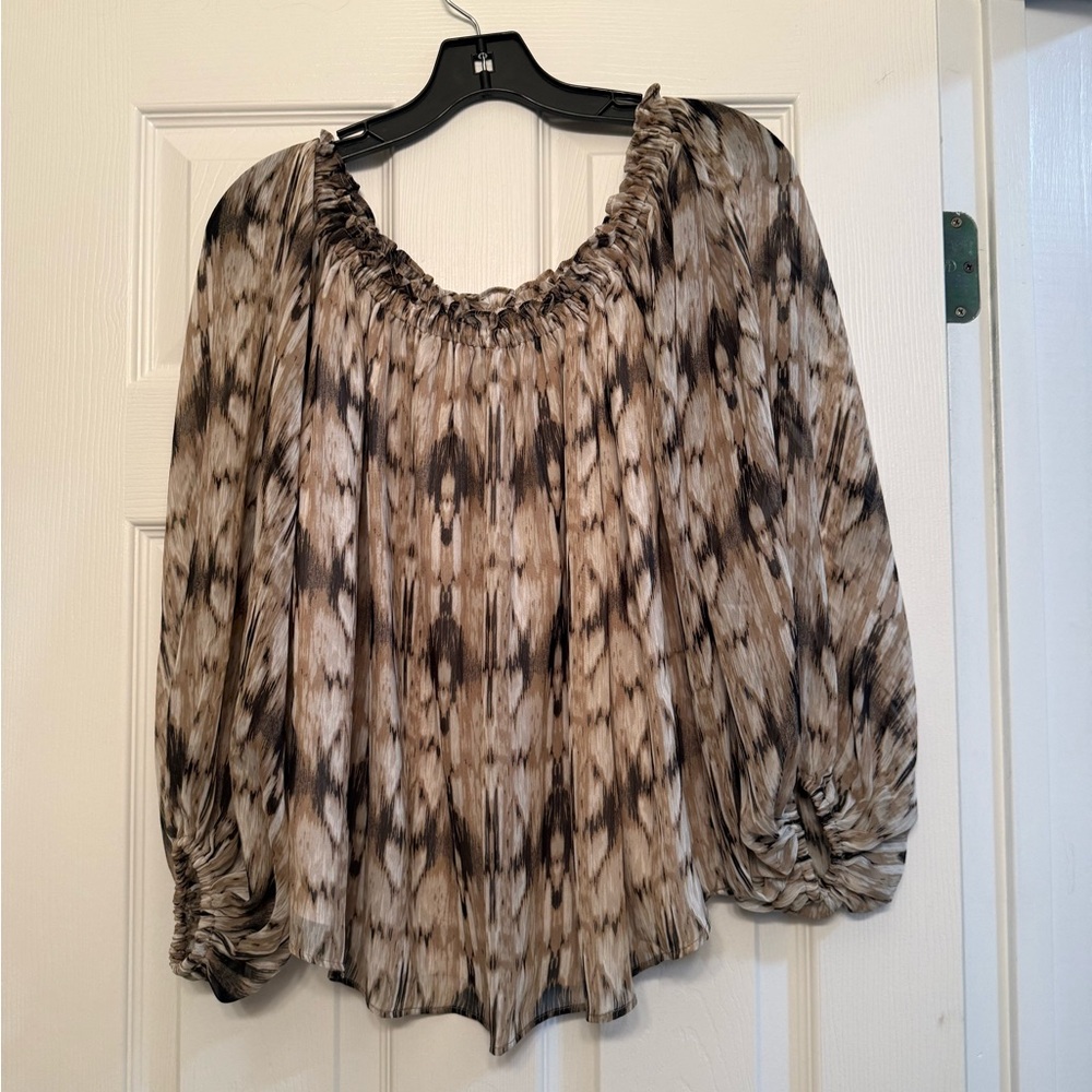 INC International Concepts Brown Patterned Blouse